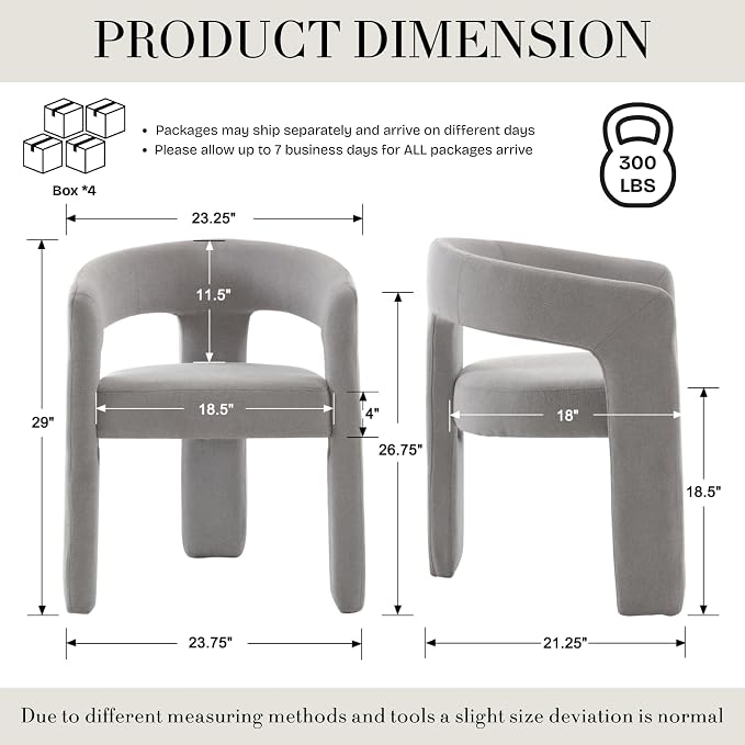 Modern Chenille Dining Chairs Set of 4, Upholstered Barrel Chairs - Image 2