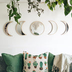 MAXROCK Moon Phase Mirror Set, 5 Piece Scandinavian Natural Decor Wall by MAXROCK
