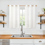 YoungsTex White Linen Curtains 40 Inches Length - Image 2