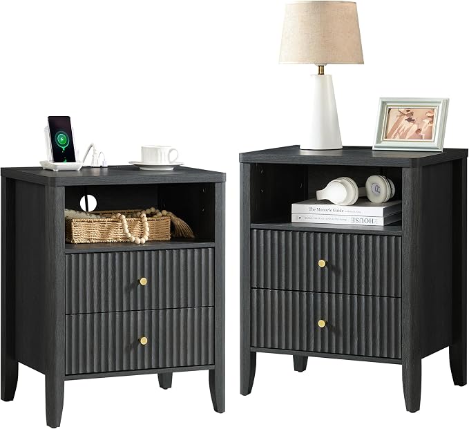 Set of 2 Fluted Nightstands by Fatmok