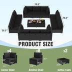 KIGOTY 14-Piece Patio Furniture Set, All-Weather PE Rattan Outdoor Sectional - Image 2