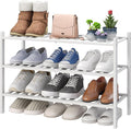 viewcare White Shoe Rack, 3-Tier Bamboo Wood Shoe Rack by VIEWCARE