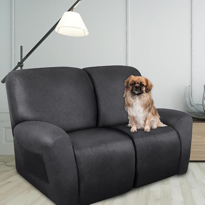 ANARACHON Loveseat Recliner Cover Leather Look Recliner Loveseat Covers - Image 2