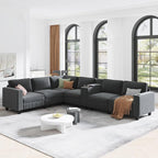 KEIKI 133" L-Shaped Oversized Corduroy Modular Sectional Sofa by KEIKI