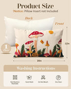 Embroidered Lumbar Pillow Cover 20x12 Inch, Mushroom Moon | Decorative Throw - Image 4