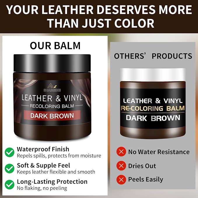 Leather Recoloring Balm and Scratch Repair Kit, Dark Brown Leather Restorer - Image 2