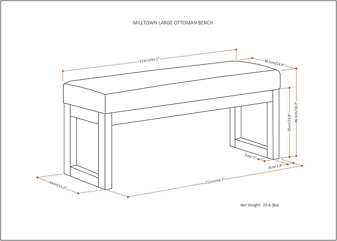 SIMPLIHOME Milltown Large Ottoman Bench - Image 3