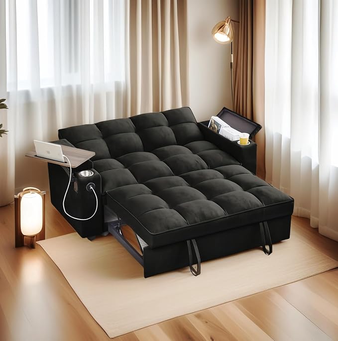 oaaktu 65''Convertible Sleeper Sofa Bed, 3-in-1 Pull Out Couch Bed by Unknown