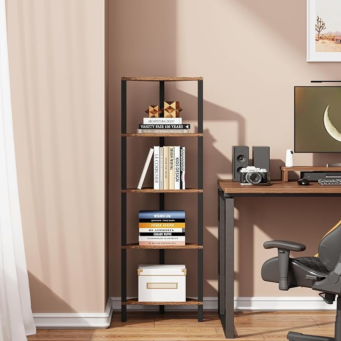 TUTOTAK Corner Shelf, 5-Tier Corner Bookshelf - Image 4
