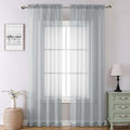 Light Grey Sheer Curtains 90 Inches Long 2 Panels, Light Filtering Voile Airy by Lecloud
