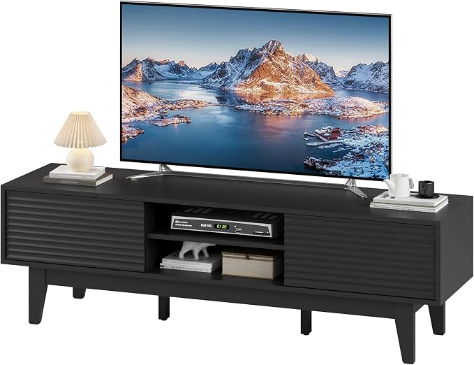 Fluted TV Stand for 55 65 Inch TV, Mid Century Modern Entertainment Center - Image 7