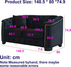 59" Modern Velvet Loveseat Chesterfield Sofa - Image 2