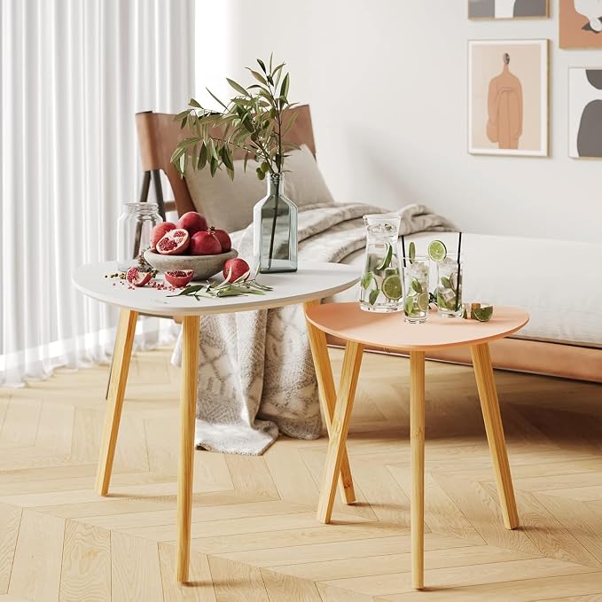 BAMEOS Bamboo Nesting Triangle End Table - Image 3