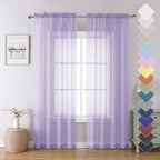 Light Purple Sheer Curtains 84 Inches Long 2 Panels, Double Rod Pocket Window by Lecloud