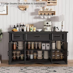 56" Large Wooden Buffet Cabinet - Image 5