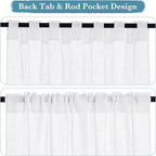 RYB HOME Light Filtering Linen Sheer Curtains 72 inch Long - Image 2