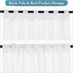 RYB HOME Linen Semi Sheer Kitchen Curtains Over Sink 36 inches Length | Light - Image 2