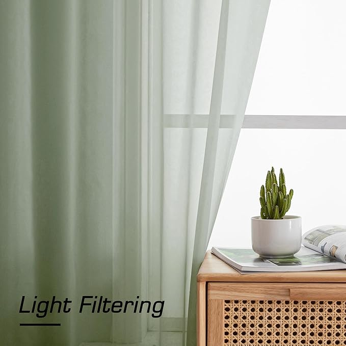 Short Sheer Curtains 30 Inches 2 Panels Set, Kitchen Tiers Light Filtering Rod - Image 4