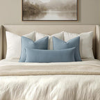MIULEE Decorative Linen Lumbar Pillow Cover 14x36 Inch Blue Grey | Boho - Image 2
