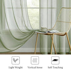MIULEE 2 Panels Sage Green Sheer Curtains 96 inches Long, 54 X 96 Inches | Rod - Image 4