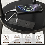 Round Side Table with Power Outlet & USB Ports, 3-Tier End Table with Storage - Image 7
