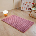Dusty Rose Rabbit Striped Plush Rug 2'x3', Fluffy Shaggy Area Rug by CHOVY