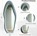 Honyee Full Length Mirror, Flannel Wrapped Wooden Frame Full Body Mirror - Image 5