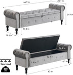 Storage Bench for Bedroom, Velvet 67" End of Bed Bench, King Size Benches - Image 2