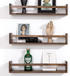 AZSKY Nursery Book Shelves 24 Inch Deep Walnut Floating Bookshelf - Image 6