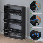 BORNOON Shoe Cabinet with 3-Flip Mirror Drawers, Freestanding Shoe Rack - Image 2