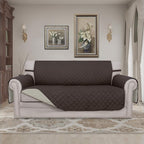 Easy-Going Reversible Couch Cover, 2 Cushion Sofa, Chocolate/Beige | Oversized - Image 2