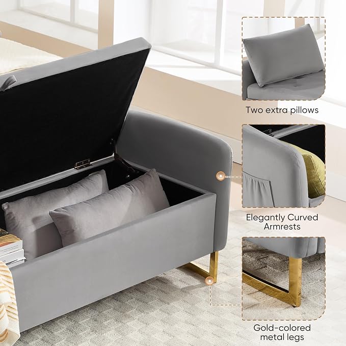 65" End of Bed Storage Bench, Storage Bench - Image 5