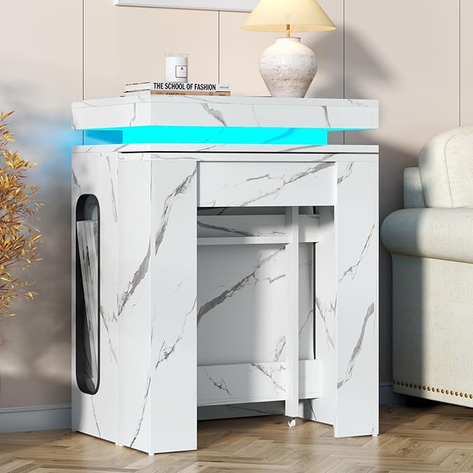 Extendable Dining Table with Charging Station, Convertible Folding Console Table - Image 3