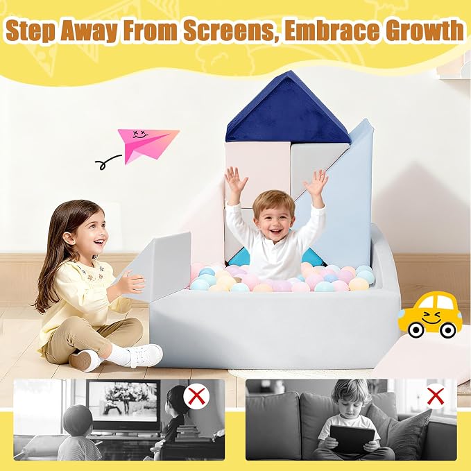 Tangram Puzzles modular kids play couch building fort, Children explorer sofa - Image 5