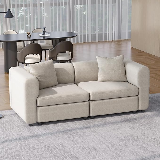 Guyii Modern 76.38" Long Oversized 2-Seat Velvet Convertible Loveseat Sofa - Image 8