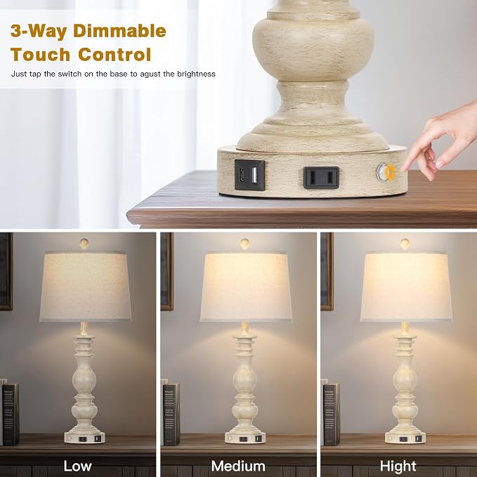 Cinkeda 28" Farmhouse Table Lamps Set of 2 - Image 4