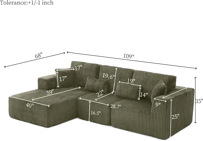 L Shaped Modular Boneless Sectional Couches - Image 2