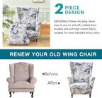 KRFOONN Wingback Chair Covers Slipcovers 2 Piece Stretch Wing Chair Covers - Image 4