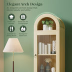 71" Tall Arched Cabinet with Acrylic Door, Modern Curio Arched Bookcase with - Image 3