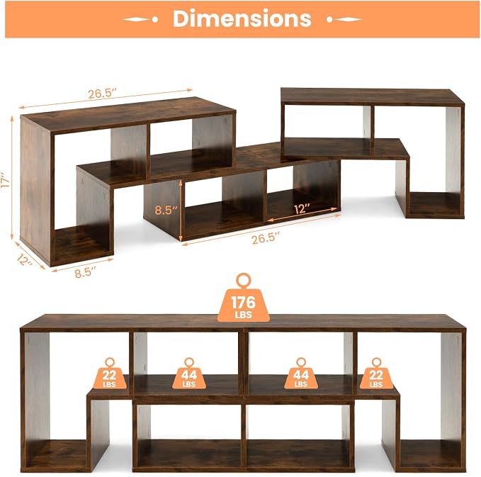 Tangkula 3 Pieces Console TV Stand, Free-Combination Entertainment Center - Image 5