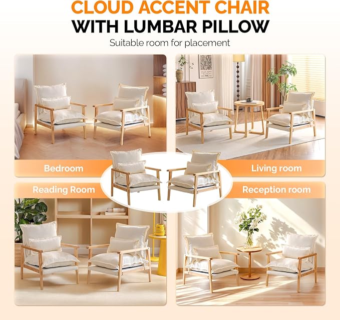 VINGLI Mid-Century Modern Cloud Accent Armchairs Set of 2 - Image 8