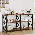LVB Wood Console Table, Rustic 3 Tier Sofa Table Behind Couch, Industrial Metal - Image 5