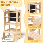 Woodure 4-in-1 Toddler Kitchen Step Stool, Foldable Learning Standing Tower - Image 2
