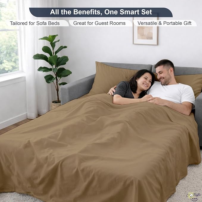 Cottington Lane Sleeper Sofa Sheets Queen Size, 4 Piece Premium Quality 100% - Image 6