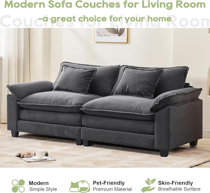 Oprisen 86" Modular Sectional Sofa, Comfy Cloud Couch Sectional Sofa - Image 7