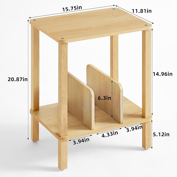 LELELINKY 2-Tier Bamboo Record Player Stand Set of 2 - Image 2