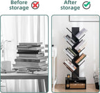 Yoobure Tree Bookshelf, 6 Tier Small Book Shelf Retro Floor Standing Bookcase - Image 6