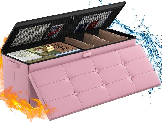 ENGPOW Storage Ottoman, Fireproof Folding Bench by ENGPOW