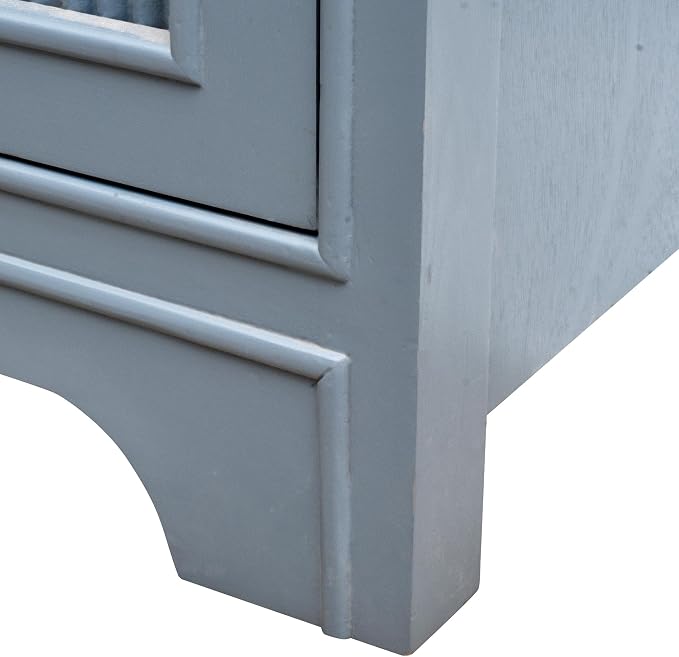eHemco Azure Grey Ribbed End Table, Side Table - Image 8