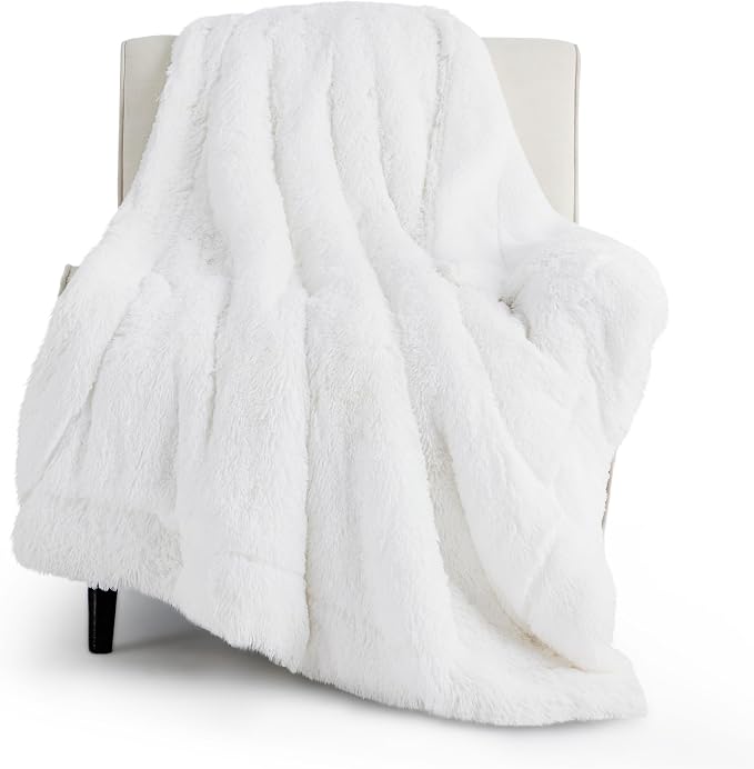 Bedsure GentleSoft Fuzzy Sherpa Faux Fur Twin Blanket White Cozy Gifts by Unknown